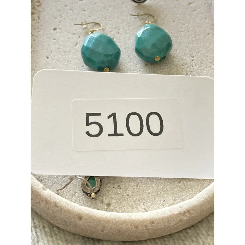 Teal‎ Blue Earrings Set Of 3 Pair Stud Drop Dangle Boho Southwestern Style Artsy